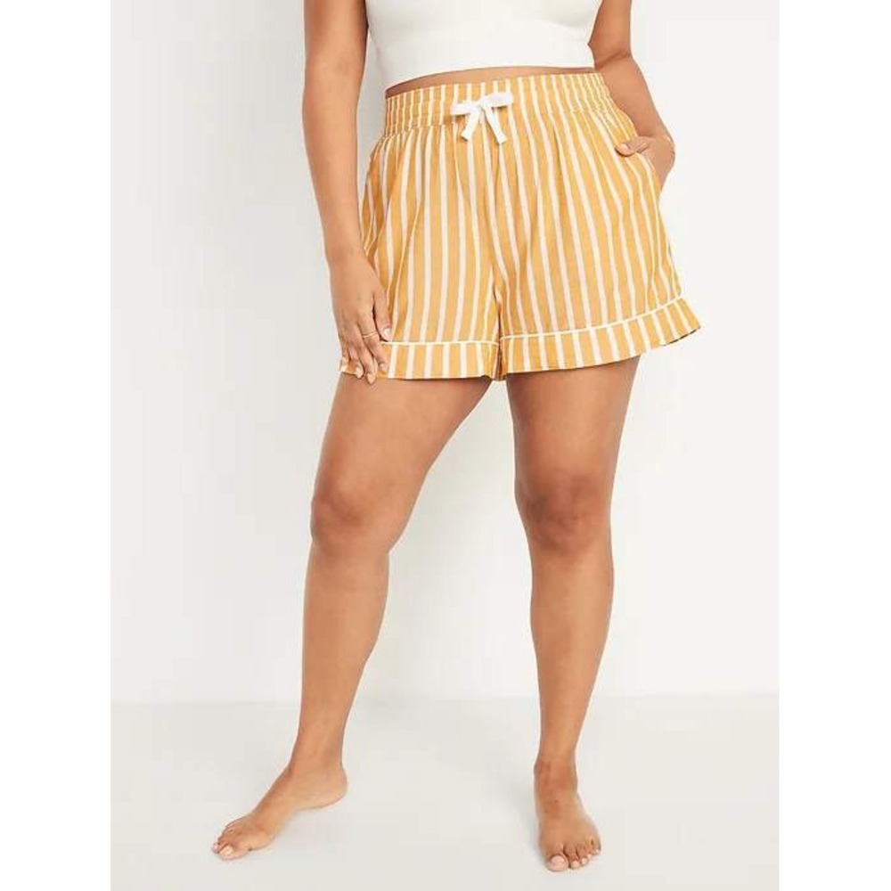 Old Navy Lounge Shorts Womens SYellow Stripe Elastic Waist Pockets Summer
